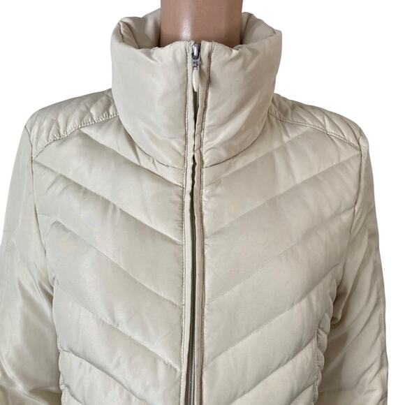 Kenneth Cole Reaction Jacket Womens Large Quilted Down Feather Off White - Picture 9 of 14